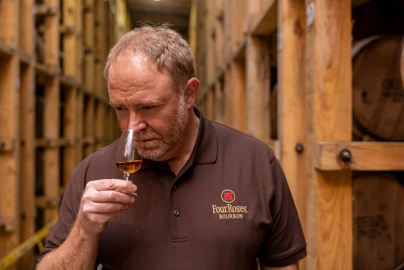 Brent Elliot, Master Distiller, sniffing a sample of Four Roses
